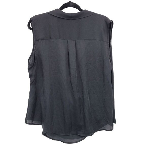 Eloquii Wrap Blouse 18W Black Sleeveless Draped Lightweight Satin Day To Night - Picture 3 of 14